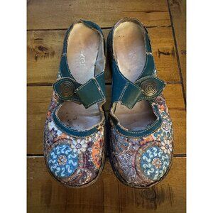 Rieker Womens Floral Patterned Mary Jane Shoes With Swirl Button Detail